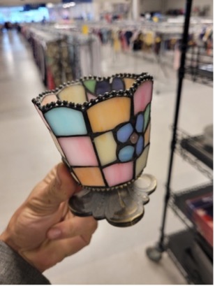 Colorful glass cup from Goodwill