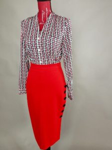 Red blouse and pencil skirt from Ohio Valley Goodwill