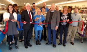 Ribbon-Cutting featuring Mayor Mike Bettice, Cathy Parsley, Manager, Joe Byrum, CEO and Members of Batesville Chamber with Goodwill team.