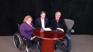 L to R: Gail Troxell, Dan Ottke, CCBDD Superintendent and Mark Macomber, ACTV Host.